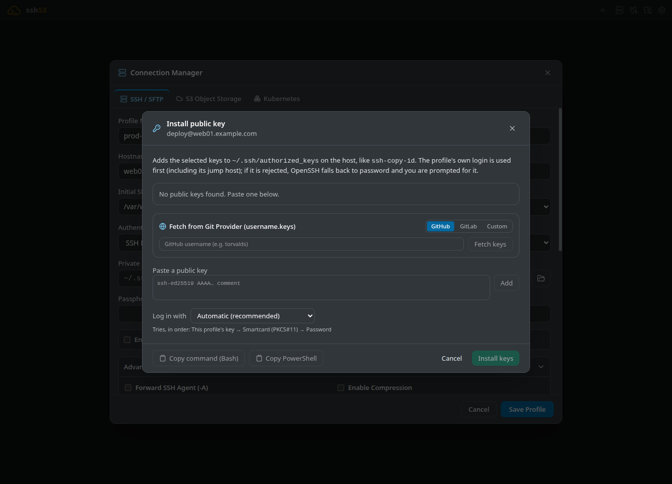 Public Key Deployment Modal