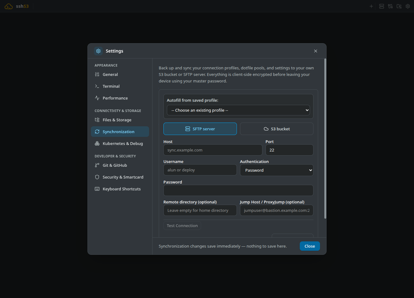 Synchronization Settings