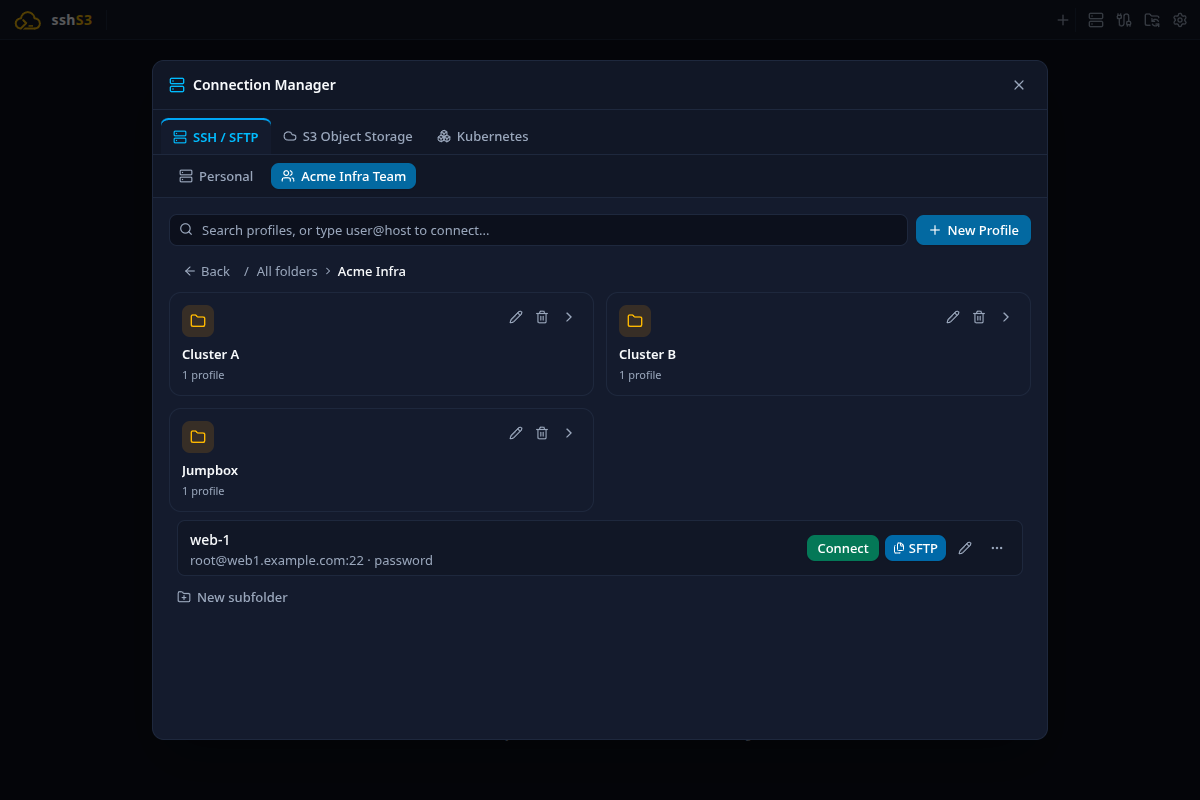 Subfolders and breadcrumb