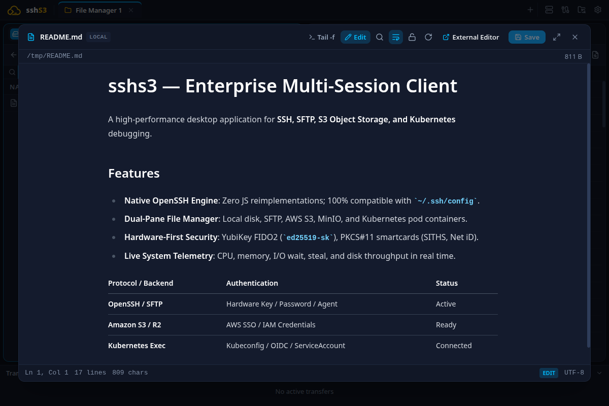 Built-in editor showing a rendered Markdown preview